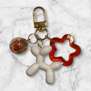 White Balloon Dog Keychain
